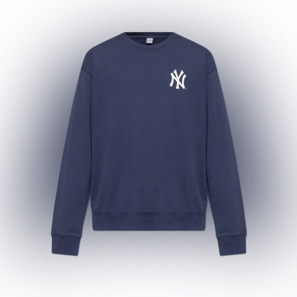 NWT Sporty & Rich Yankees Serif Crewneck Sweatshirt in Dark Navy - Picture 10 of 10